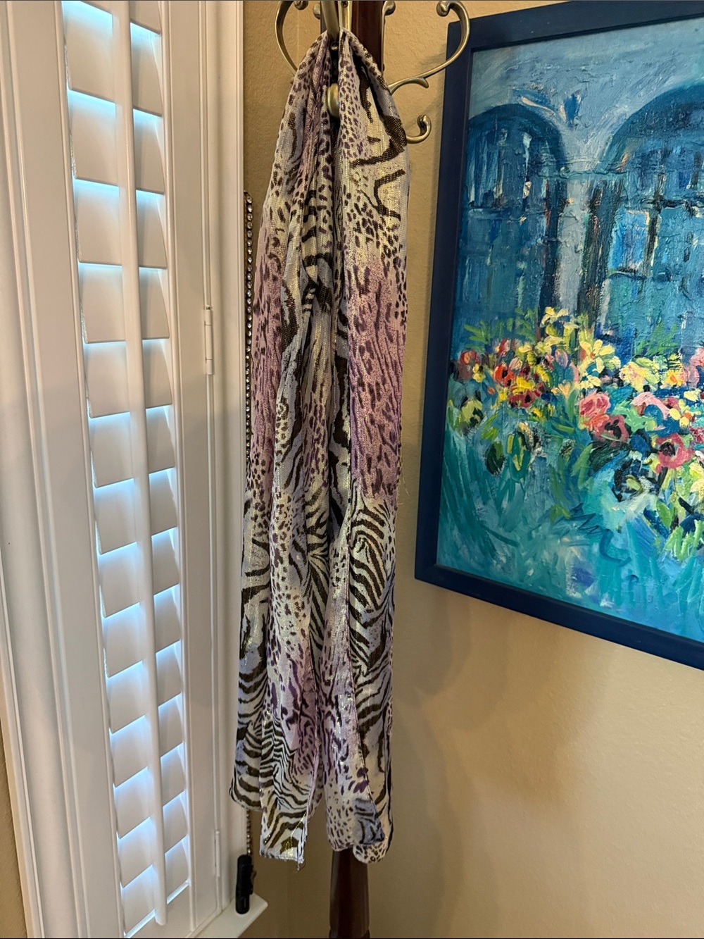 Fashionable Purple Animal Print Scarf